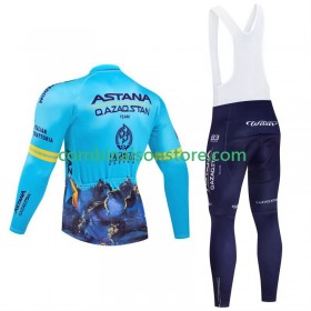 Maillot Cyclisme Hiver + Collant à Bretelles Astana Qazaqstan 2024 Team